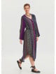 Shirt Collar Belt Detailed Purple Patterned Long Sleeve Dress 4449